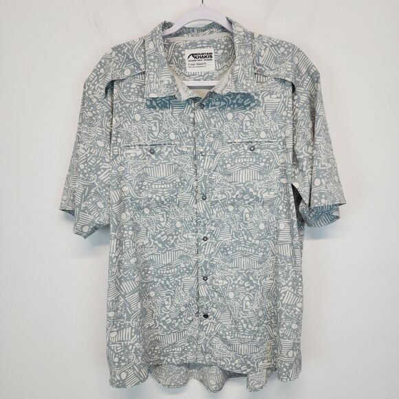 Mountain Khakis Inlet Short Sleeve Shirt Mens XL Abstract Gray Button Up Vented - Picture 1 of 10